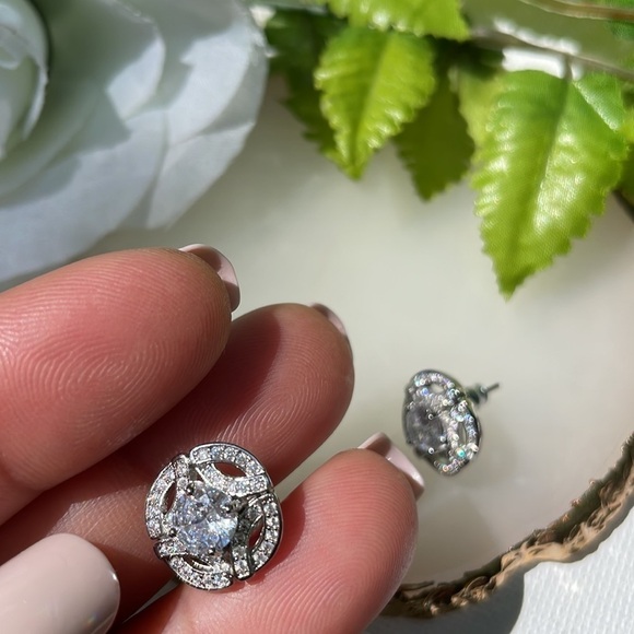 Designer Rhinestone Circle Studs - Picture 8 of 10